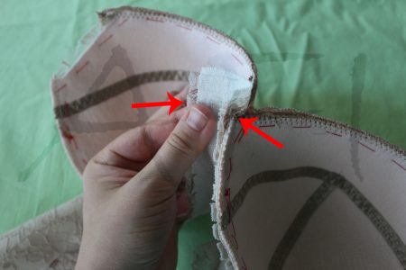 How to sew a bra – Step 9.2: Attache cups to the band - Sew cups to the ...